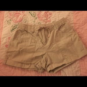 New York & Company Khaki Elastic Drawstring Shorts